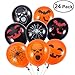 Produktbild Unomor Halloween Deko Latex Luftballone fur Party Dekoration 24 Gemischt – 4 Halloween Designs mit Orange-, Schwarzfarbigen Luftballonen – Handpumpe im Lieferumfang
