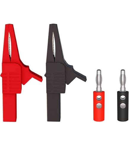 30A Krokodillenklemmen – 5 Paar (Rood/Zwart) – Volledig Geïsoleerd – Met 4 Mm Bananenplug – Voor Autotesten En Elektronica