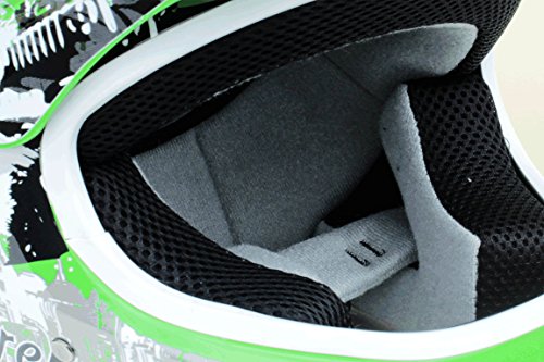 Motorradhelm Kinder Cross Helme Sturzhelm Schutzhelm Helm für Motorrad Kinderquad und Crossbike Modell Design 2015 in grün (Medium)