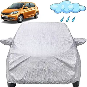 Autofact Waterproof Car Body Cover Compatible with Tata Tiago (2016 to 2021) with Mirror Pockets (Shinning Silver)