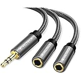 Audio Y Splitter Kabel,Victeck 3.5mm Stecker auf 2x 3.5mm Buchse Headset Stereo Audio Klinke Y Adapter Kabel für iPhone 7 6 6s plus,Samsung Galaxy S8,Huawei,HTC,Nokia Lumia,Sony,LG,Android Smartphones,Tablets,usw (25cm)