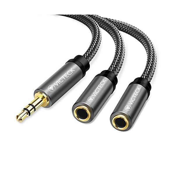 Audio y Splitter Cable, VICTECK 3.5 mm Macho a 2 x 3.5 mm Hembra Headset Stereo Jack de Audio y Cable Adaptador…