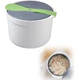 2L Food Grade Plastic Microwave Rice Cooker Non-Stick Rice Cooker Pasta Rice Cooker Includes Rice Spoon Lid Strainer and Stea