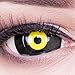 Produktbild Meralens Farbige schwarz / gelbe Crazy Fun Sclera Kontaktlinsen 'Crime Scene' mit gratis Linsenbehälter + 60ml Pflegemittel, Topqualität zu Fasching, Karneval und Halloween