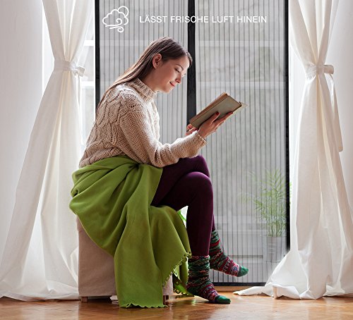 Jerrybox Fliegengitter Tür Insektenschutz Vorhänge Magnetvorhang Magnetischer Fliegenvorhang Moskitonetz für Türen/Balkontür, 90 x 210 cm, Schwarz - 5