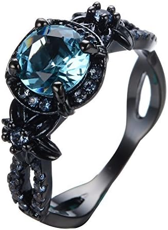 Rongxing Jewelry Wedding Rings Blue Crystal Women's Black Gold Size 10