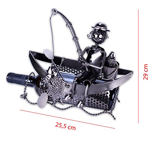 Dekorativer Flaschenhalter aus Eisen Modell „ANGLER“ in silber - 2