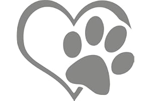 CUSTOM VINYL Pegatina de Coches Impermeable Resistente Calor Diseño Corazón Forma Huella de Perro (Gris)