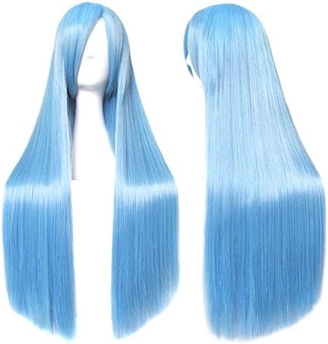 CaseEden (Case Eden) Hitman REBORN! Blue Bell peach sets plus Senki è³”T tree Yukidai Certain Magical Index Smile Pretty Cure! Cure Beauty THE KING OF FIGHTERS Kula Diamond Cosplay Wig Long Straight 80cm heat ice blue light blue and white Mel Choi wig net two sets (black and skin color)