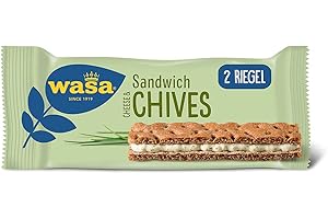 ‎WASA Wasa Knäckebrot Sandwich Käse & Schnittlauch Multipack (8 x 111 g) - Der Knäckebrot-Snack für jeden Geschmack, perfekt für unterwegs