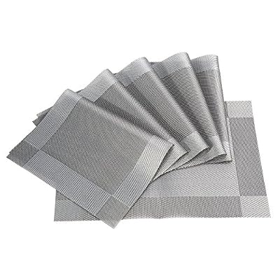 Meersee Set de table lavables PVC Placemats Dining Table Sets Résistant à la Chaleur antidérapant Napperons de taille standard, Lot de 6