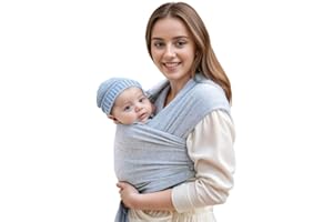Dams Écharpe porte-bébé, ergonomique et élastique, doux et respirant, nouveau-né jusqu'à 15,9 kg, pour maman et papas, adapté à l'allaitement et lavable, gris