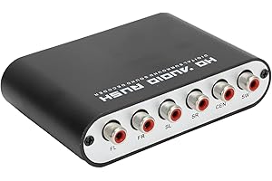 FASIENT1 Convertisseur Audio Numérique vers Analogique,Décodeur Audio Convertisseur DTS 5.1CH,Convertisseur Audio Stéréo Analogique Coaxial vers Analogique pour la Maison/salle de
