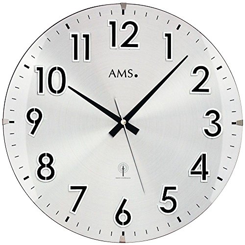 AMS. design 5973 Wanduhr rund hochwertige Funkuhr Küchenuhr Büro Wartezimmer Wanduhr classic Große Zahlen