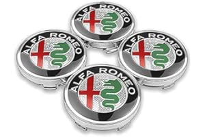 SRWQVNEA 4 Pezzi 60mm Coprimozzo Centrale per Alfa Romeo Giulietta Spider GT Giulia Mito 147/156/159/166 Stelvio, Copricerchi Tappi Mozzo Centrale Ruota con Accessori Lo Styling Del Logo Dell'Auto