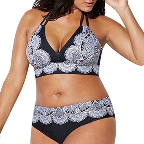 BaZhaHei Plus Size Bikini Set Womens Push Up Swimwear Two Piece Padded Swimsuits Swimming Bathing Suits Bandage Beachwear Black