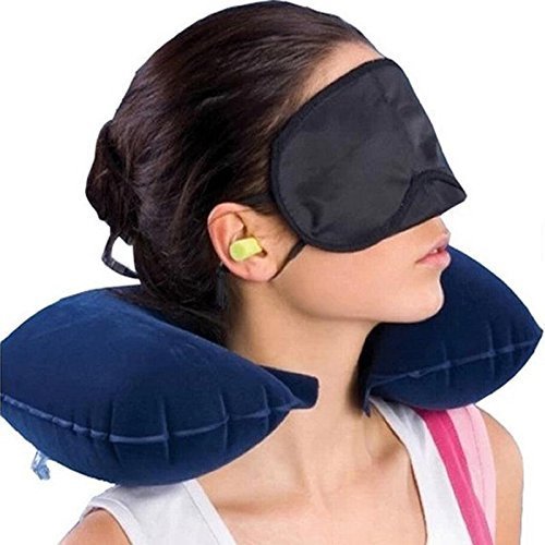 Modulyss® 3 in 1 Air Travel Kit Combo - Pillow, Ear Buds & Eye Mask