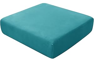 BXFUL Sofa-Sitzkissenbezüge, Sofakissen-Bezüge Stretch-Samt, Couchkissen-Bezüge Ersatz für individuelle Kissen mit elastischem Stoff (Großer 1-Sitzer,Blaugrün)