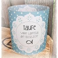 4er Set Tischlicht Tischlichter Punkte mit Deckchen Taufe Tischdeko personalisierbar mint