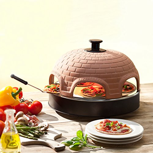 Elektrischer Pizza Ofen mit Steinbackplatte + Terrakotta-Haube, 1200Watt, Pizza direkt am Tisch backen - 5