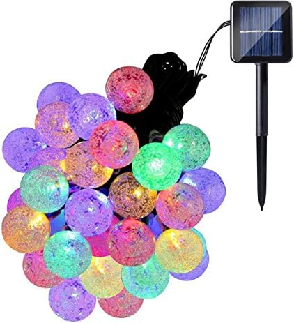 Solar Globe Fairy String Lights 20ft 30 LED Crystal Ball Waterproof Outdoor String Lights Solar Powered Globe Fairy String Lights for Outside Garden Yard, Home Landscape Halloween Christmas Party-RGB(1 Pack)