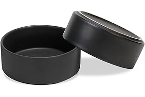 SPUNKYJUNKY Keramik Hundenapf 2pcs Fressnapf Futternapf Katzennapf Napf für Katzen und Hunde (850ml, Schwarz)