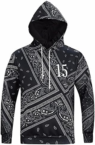 WDBAYXH 3D Men's Hoodies Patchwork Male Casual Hooded Tracksuit,L