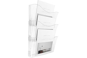 Juwacoo 3 Pack Acrylic Document Rack, Stackable Clear Magazine Holder Organiser for A4 Documents