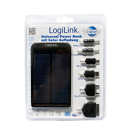 LogiLink PA0055 Universal Solar Ladegerät mit Powerbank 2600mAh schwarz - 2