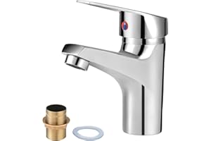 NTMAICHY Bathroom Sink Taps Mixer Faucet Hot and Cold,Chrome Mono Basin Taps Single Lever Solid Brass for Bathroom Kitchen