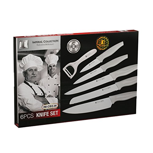 Imperial Collection 6-teiliges Messerset mit Kochmesser, Fleischmesser, Universalmesser, Brotmesser und Schälmesser inkl. Sparschäler - 5