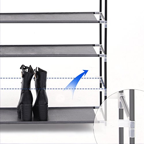 Songmics XXL 10 Schicht Schuhregal für ca. 45 Paar Schuhe Schuhschrank Schuhständer 88 x 28 x 160 cm Schwarz RXJ36H - 5