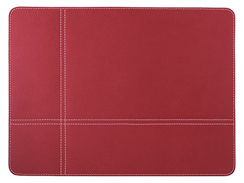 Nikalaz Platzsets und Untersetzer (2er set) aus Recyceltem Leder, 2 Stück Platzsets und 2 Undersetzer, Tischsets, Platzdeckchen 40 x 30 cm und Untersetzer 10 x 10 cm (ROT) - 3