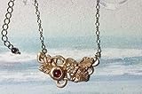  Elfi-Halskette/Kunstneu auf Bestellung in Bronze, Goldfarbe oder Silberfarbe mit floralem Pflanzenschmuck + Cabochon aus feinem Stein (Korund, Hämatit, Lapislazuli, Granat.)