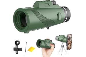 MOLYRRD Monocular Telescope HD 80 x 100 HD Monocular Telescope Teléfono Móvil Prismáticos Lente FMC BAK4 Impermeable con Soporte y Trípode para Escalada Observación de Aves Caza Concierto Fútbol Viajes