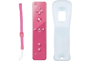 HELCONA Wii Remote Controller, Wireless Controller for Nintendo Wii, Wii U Video Game Gamepads, Replaceable Remote Game Controller with Silicone Case and Wrist Strap (Pink)