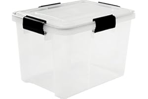 Iris Ohyama Airtight Plastic Storage Boxes with Lids, 20L, Set of 1, Clear, Hermetic Waterproof Seal, Durable Latching Buckles, Stackable, For Outdoors, Garage, Clothes, Dust Proof, BPA Free, AT-SD