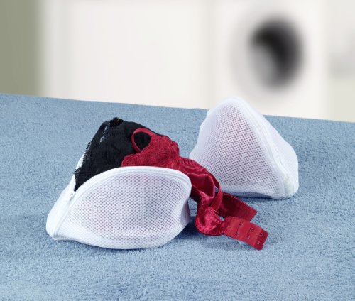 WENKO 73721100 Feinwäschenetz Weiß – 2er Set, mit Reißverschluss, BH-Wäschenetz, Polyester, 21 x 12 x 11 cm, Weiß - 3