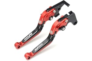 MOTORFISH Levier de frein à main en aluminium réglable, pliable et extensible pour moto Yamaha XT660R 2004-2016 (rouge, XT660R 2004-2016)