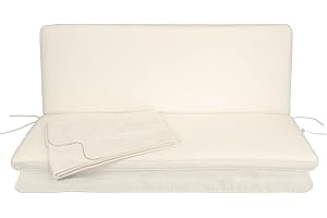 GHIOCUSCINI | Cuscino da Esterno per Dondolo da Giardino, Colore Ecru con Tettuccio, Tessuto Cotone/Poliestere, Sfoderabile, 135 cm, Spessore 6 cm, Made in Italy