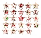 GLOREX Adventskalender-Zahlen 1-24, aus Holz, creme