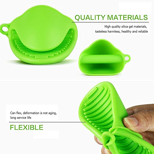 DaoRier Ofenhandschuhe Mini Silikon Mini-Topf Halter Kochen Pinch Grips Wärmedämm Handschuhe Anti Slip Tresor Handschutz Grill (Grün) - 5