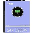 Anern 3200W Hybrid Solar Inverter Off-Grid Pure Sine Wave Inverter 24V DC to 220-240V AC, Built-in 80A MPPT Solar Charge Controller, Work with Lithium Lead-Acid Gel Battery