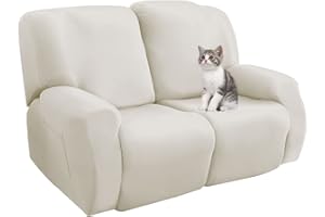 Jaotto Copridivano Relax 2 Posti Reclinabile, Fodere Copripoltrona 1 Posto Relax Universale con Tasche, 6-Pezzi Copridivano Fantasia Lavabile, Coperture per Divano da Massaggio,Beige