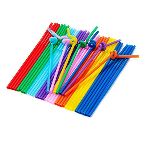 Shiney Trink Strohhalme Extra lang Einweg Bendable Flexible Plastic,Verschiedene Farbe Trink Strohhalme für Geburtstage,Hochzeiten,Weihnachten,Feiern und Feiern 100 pc