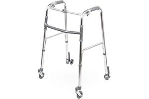 PRAXIS MEDICAL NETWORK Deambulatore Pieghevole 2 Ruote Piroettanti Da Mm. 80 + 2 Ruote Autobloccanti Da Mm. 80