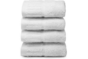 Top Towel - 4 Asciugamani Bidet o Viso - Asciugamani bianchi hotel - Grandi asciugamani da bagno - 100% cotone - Bianco - 30x50 cm