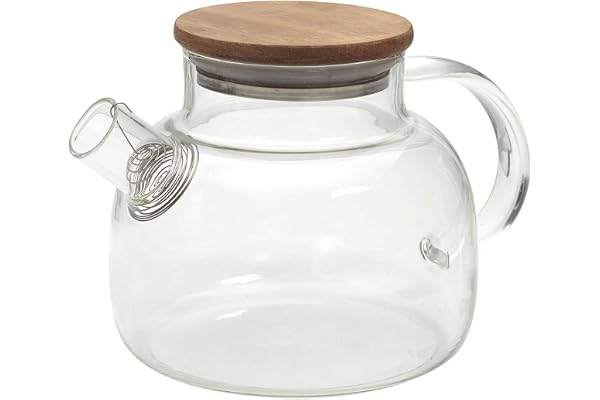 HOME DECO FACTORY, KA0095, 90Cl glastekanna med akacialock, elegant design för te, kaffe och infusioner, perfekt för aperitif