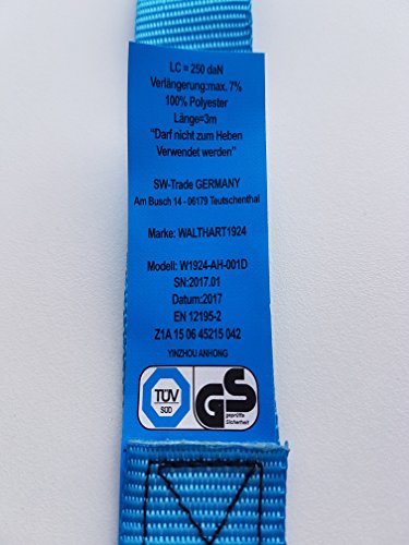 10 Stück 3 meter Spanngurte Zurrgurte extra Breit blau mit Klemmschloss Schnellspannung 250 daN (10) - 2