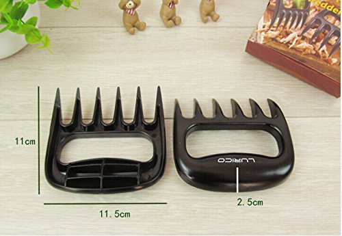 LURICO Gezogene Schweinehacker Bärenklaue Fleisch Tenderizer – BBQ FLEISCHGABEL Zerkleinerungshandling & Fleischhandler Carving Gabeln (Schwarz) - 4